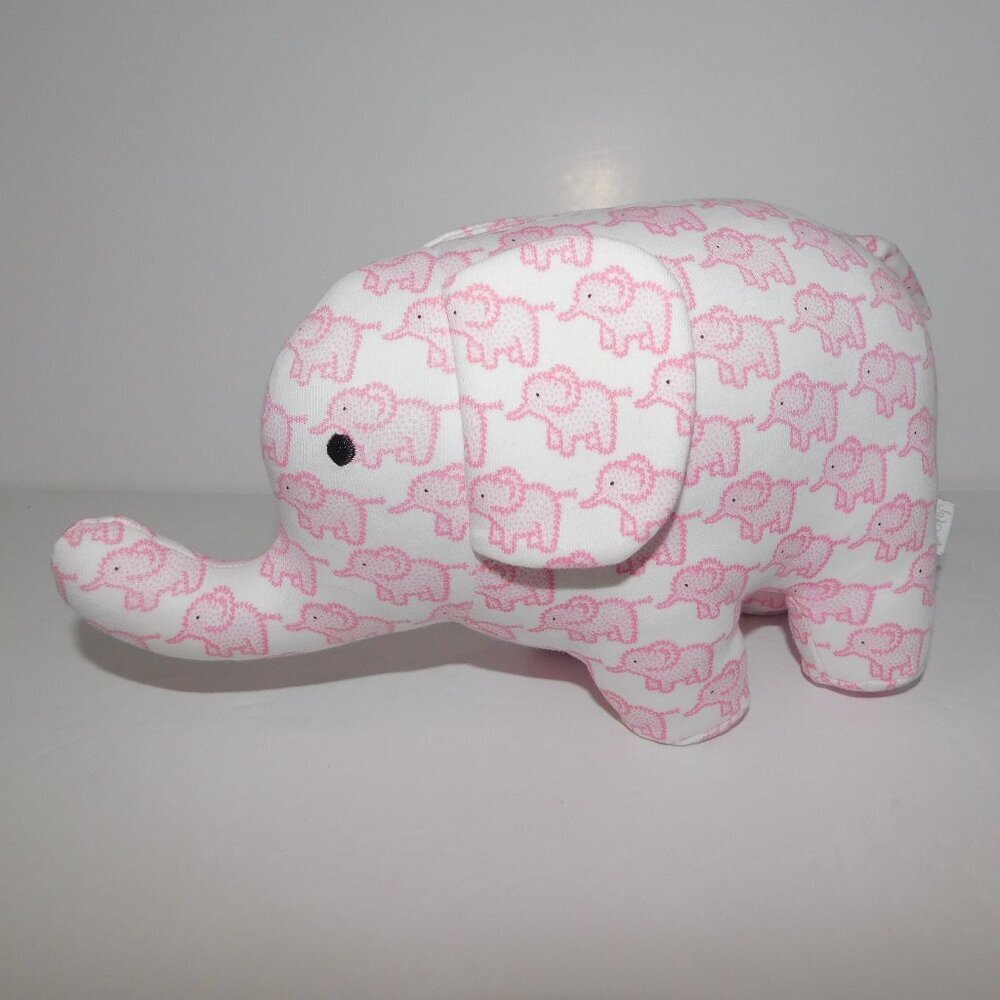 Jojo Mama Bebe Stuffed Elephant Pink White Plush Baby Lovey 11" x 6" soft toy
